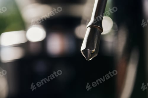Preview: macro, milk frother, metallic nozzle, professional coffee machine, steamer, cafe culture, equipment