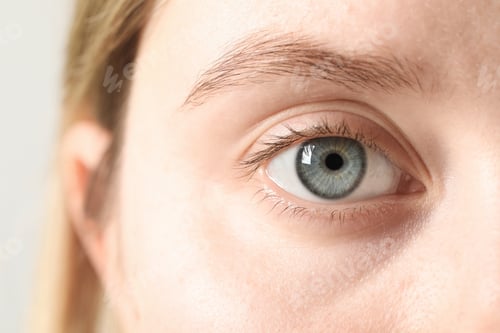 Preview: Macro photo of woman with beautiful eyes on light background
