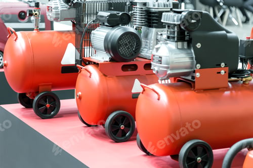 Preview: Air Compressor for the Operation of Pneumatic Tools. Air Pressure Equipment. Industrial Tool