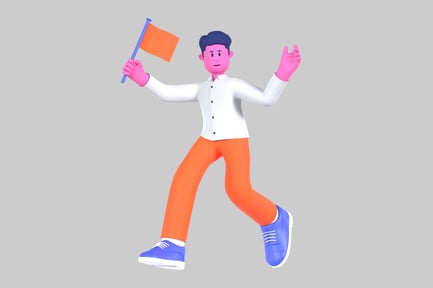 Preview: Cartoon man with flag celebration