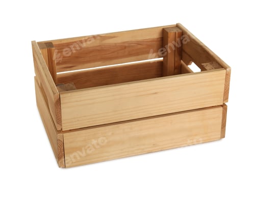 Preview: Wooden crate on white background. Shipping container