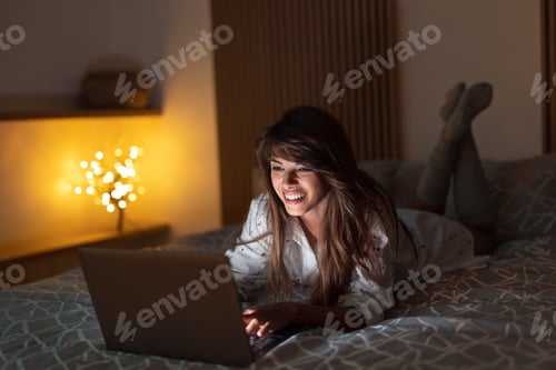 Preview: Woman having fun chatting online