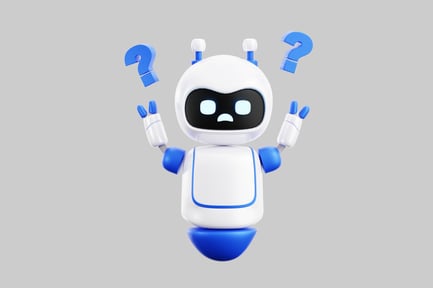 Preview: Confused robot character with questions