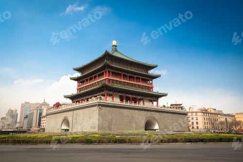 Preview: xian bell tower in the center of the ancient city