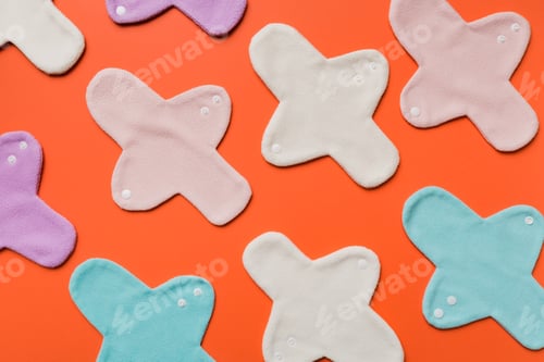 Preview: Eco-friendly reusable fabric women's pads. set of colorful bright reusable menstrual pads