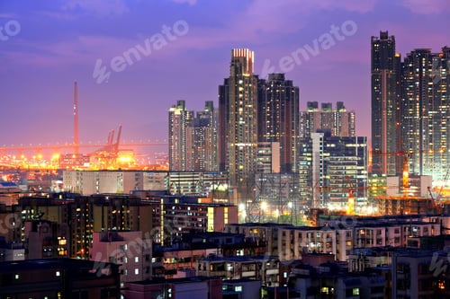 Preview: Hong Kong with crowded buildings at night