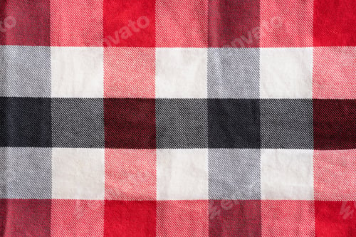 Preview: Red black and white checker pattern textile