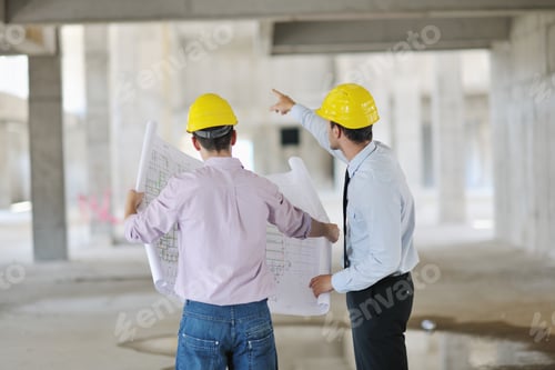 Preview: Team Of Business People In Group, Architect And Engeneer On Construciton Site Check Documents And