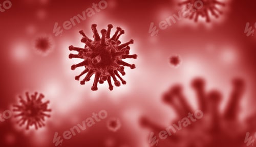 Preview: Coronavirus Macro Illustration on Red and White Background
