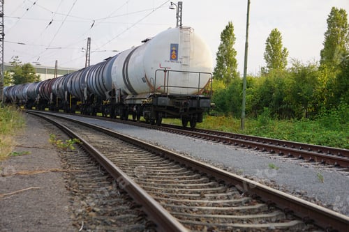 Preview: View of the cargo train with oil tanker cars on the railways