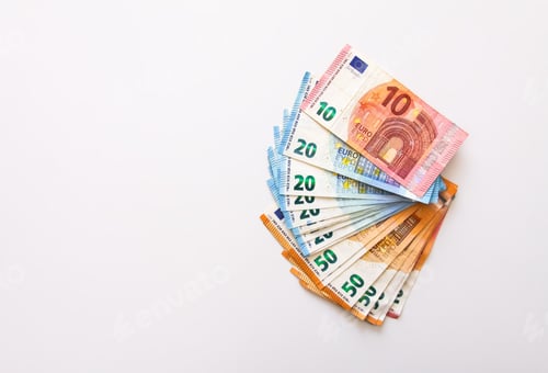 Preview: Euro money on a light background close up.