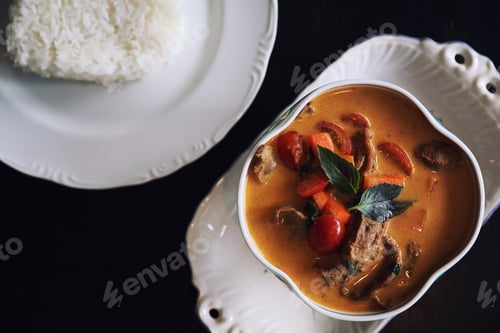 Preview: Roasted Duck In Red Curry With Rice , Traditional Thai Food