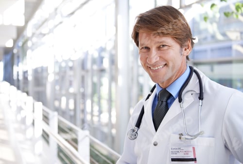 Smiling Medical Professional in Hospital Setting