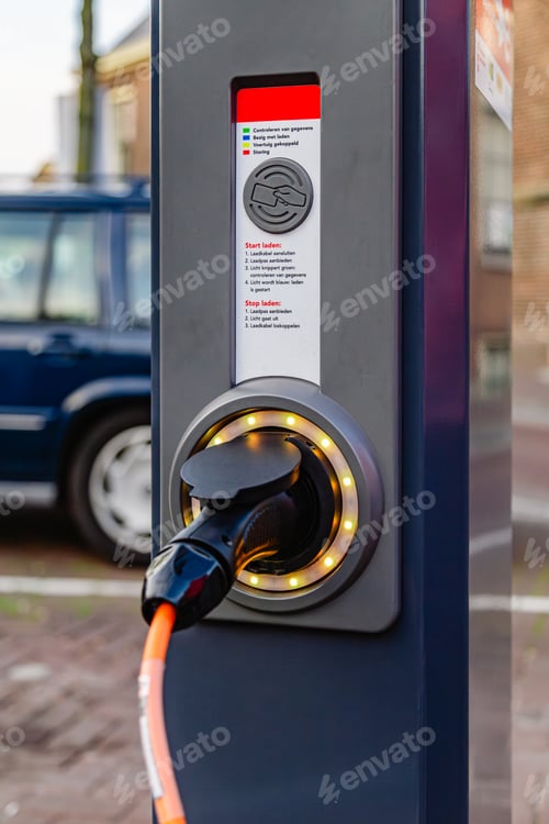 Preview: Electric vehicle charging station in a city setting