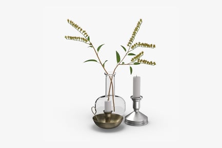 Preview: End Table Accent: Vase, Floral Stems, and Candle Holders