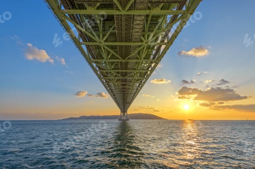 Preview: Akashi Kaikyo Bridge spanning the Seto Inland Sea from Awaji Island to Kobe, Japan