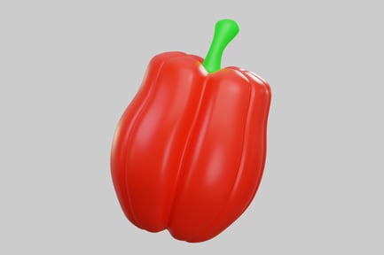 Preview: Red bell pepper with green stem