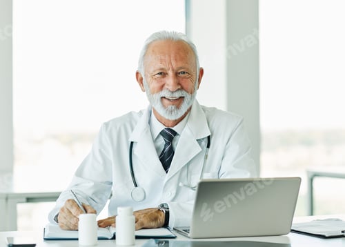 Preview: Portrait of a senior doctor in clinic