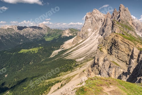 Preview: Idyllic landscape with rocky and sandy mountain