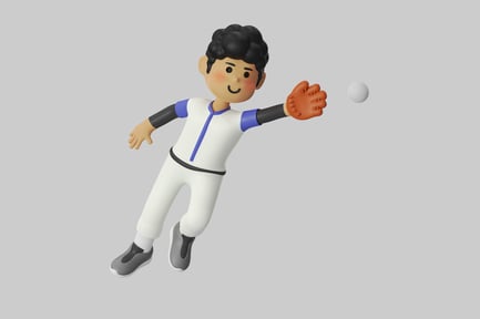 Preview: Cartoon baseball player catching ball