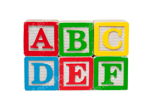 Preview: Wooden alphabet blocks isolated on white background