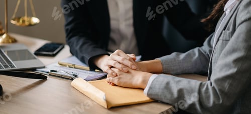 Preview: Business Asian woman or judge consult and conference having team meeting with client law firm
