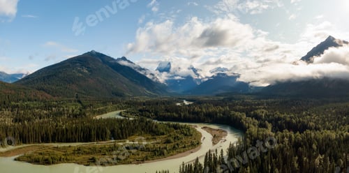 Preview: Aerial Panoramic View of Canadian Mountain Landscape