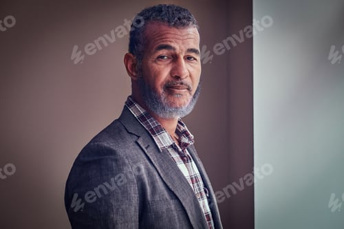 Preview: Shot of senior man with stylish beard and hairstyle