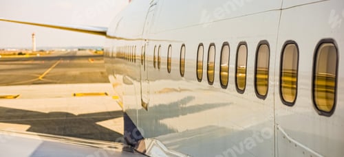 Preview: Closeup shot of the outdoor of an airplane