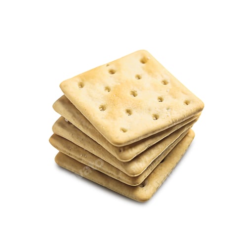 Preview: Stack of dry crackers isolated on white background with shadow