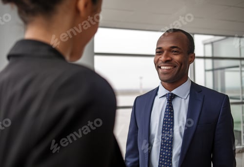 Preview: Happy To See You. Portrait Of Successful Young Qualified African Businessman Is Standing With His