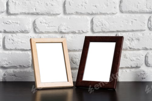 Preview: Photo frame with copy space against white brick wall