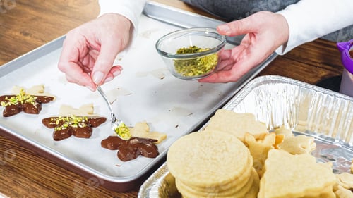 Preview: Making Holiday Star Cookies, Chocolate-Dipped with Pistachio Topping