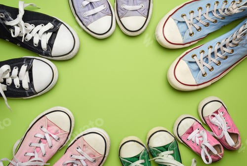 Preview: Multi-colored well-worn textile sneakers