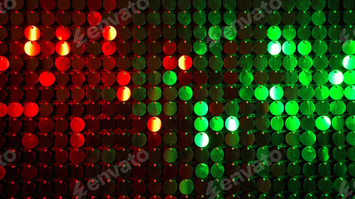 Preview: red and green sparkles shining reflective background. Abstract kinetic glitter wall