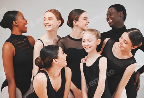 Preview: Shes our youngest dancer. Shot of a group of ballet dancers standing together.
