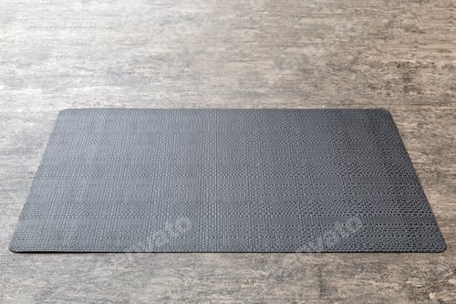 Preview: Perspective view of grey tablecloth for food on cement background. Empty space for your design