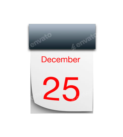 Preview: December calendar isolated on white background
