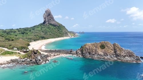 Preview: Aerial view of Morro do Pico and turquoise waters in Fernando de Noronha.