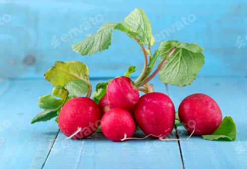 Preview: Red fresh radish on wooden