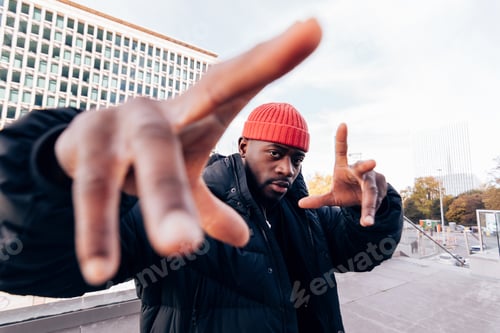 Preview: hip hop hypebeast portrait of an African American man