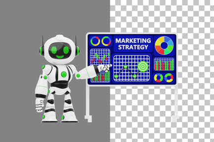 Preview: Robot Presenting Marketing Strategy 3D Illustration