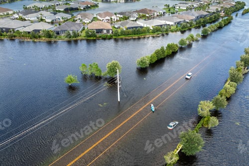 Preview: Hurricane rainfall flooded road.