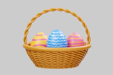 Preview: Wicker basket with decorated eggs