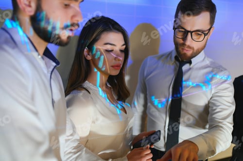 Preview: Technical price graph and indicator, red and blue candlestick chart and stock