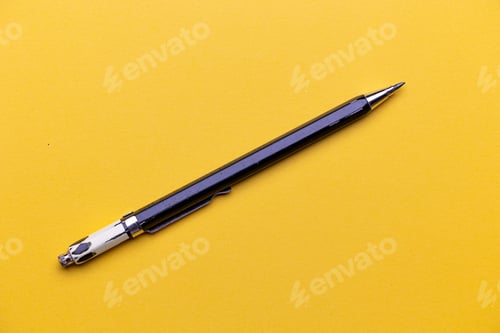 Preview: Pencil with yellow background. Pencil with removable graphite tip. Drawing pencil
