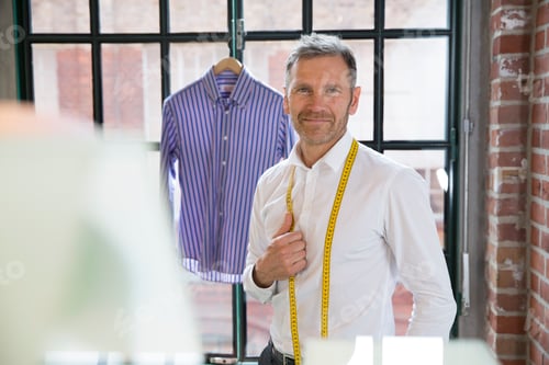 Preview: Mature tailor standing in his shop