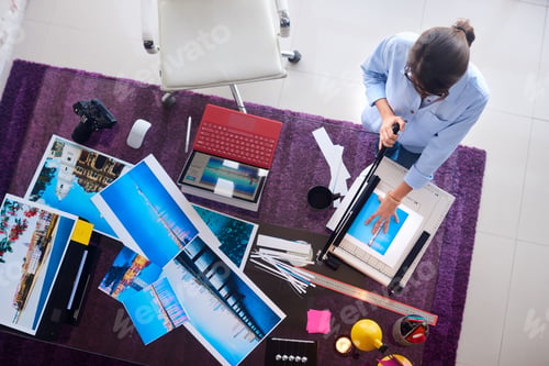 Preview: Photographer And Artist Working On Picture In Design Studio