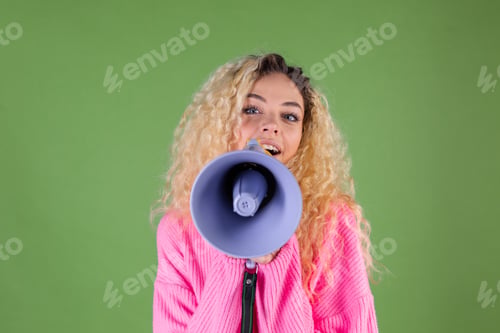 Preview: Young blonde woman with long curly hair