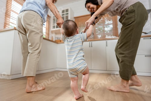 Preview: Asian lesbian couple lovingly cares for and raises their baby boy at home.